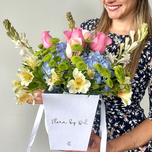 Arreglo frescura pompom Verde y Rosa